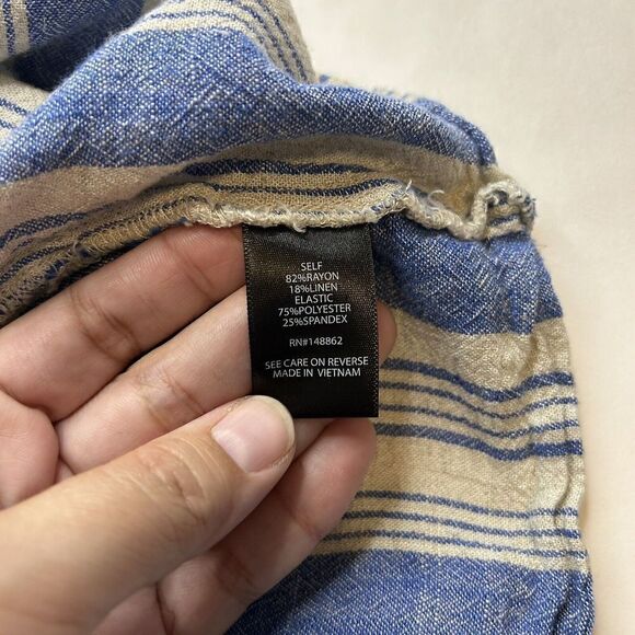 Torrid Linen Blend Button Front Crop Tank Multi Stripe Blue size 1/ XL - Picture 5 of 5